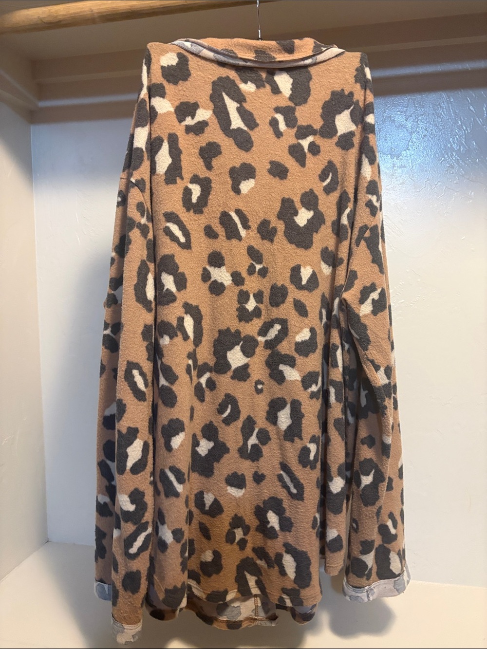 Leopard Print A-Line Button-Front Jacket - Brown/Cream - Picture 5 of 7